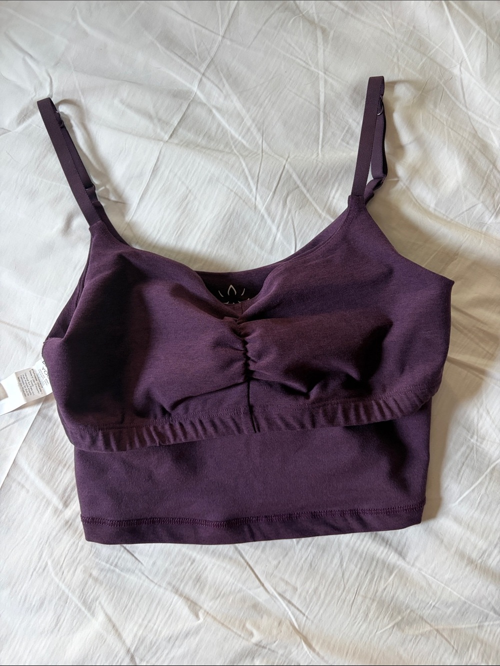 Beyond Yoga Deep Plum Ruched Stretch Bralette - Picture 3 of 3